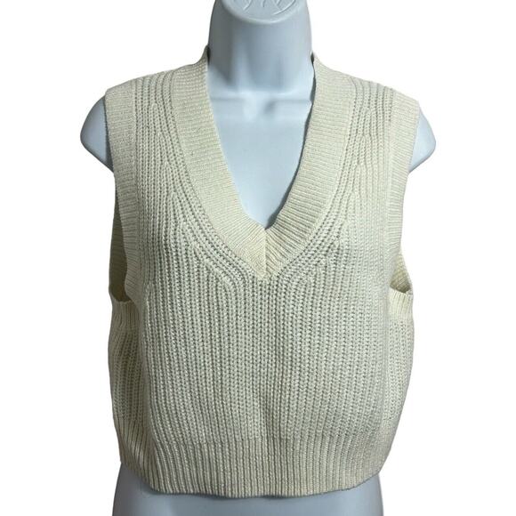 Divided H&M Ribbed Sweater Vest Sz Small Double Knit Sleeveless V-Neck Rib Knit - Picture 1 of 5
